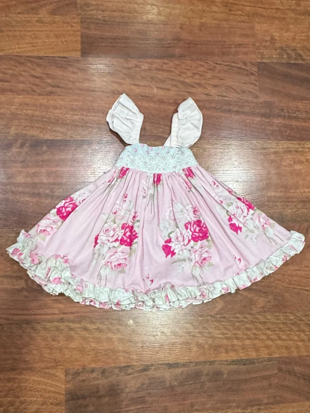 Sassy Chic - Pink and Blue Floral Ruffled Sundress